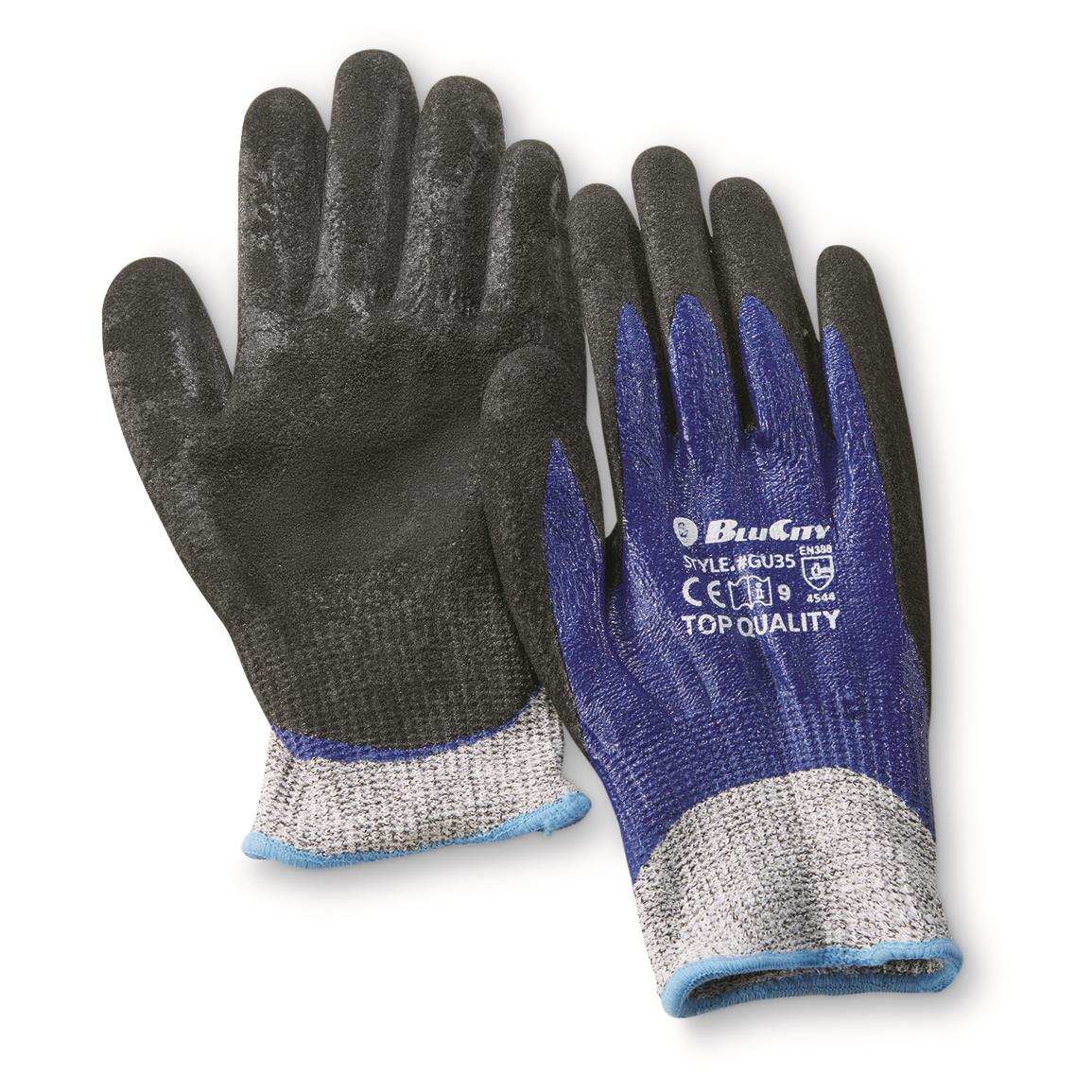 Italian Municipal Surplus Cut-Resistant Gloves, 2 Pairs, New — MEDIUM / Black