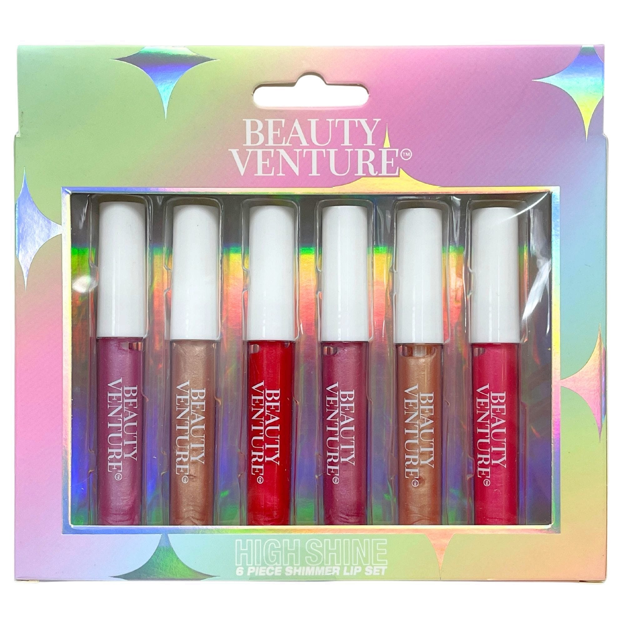 Bulk 14-Pack: Beauty Venture 6 Piece High Shine Lip Gloss Set in Metallic Tones