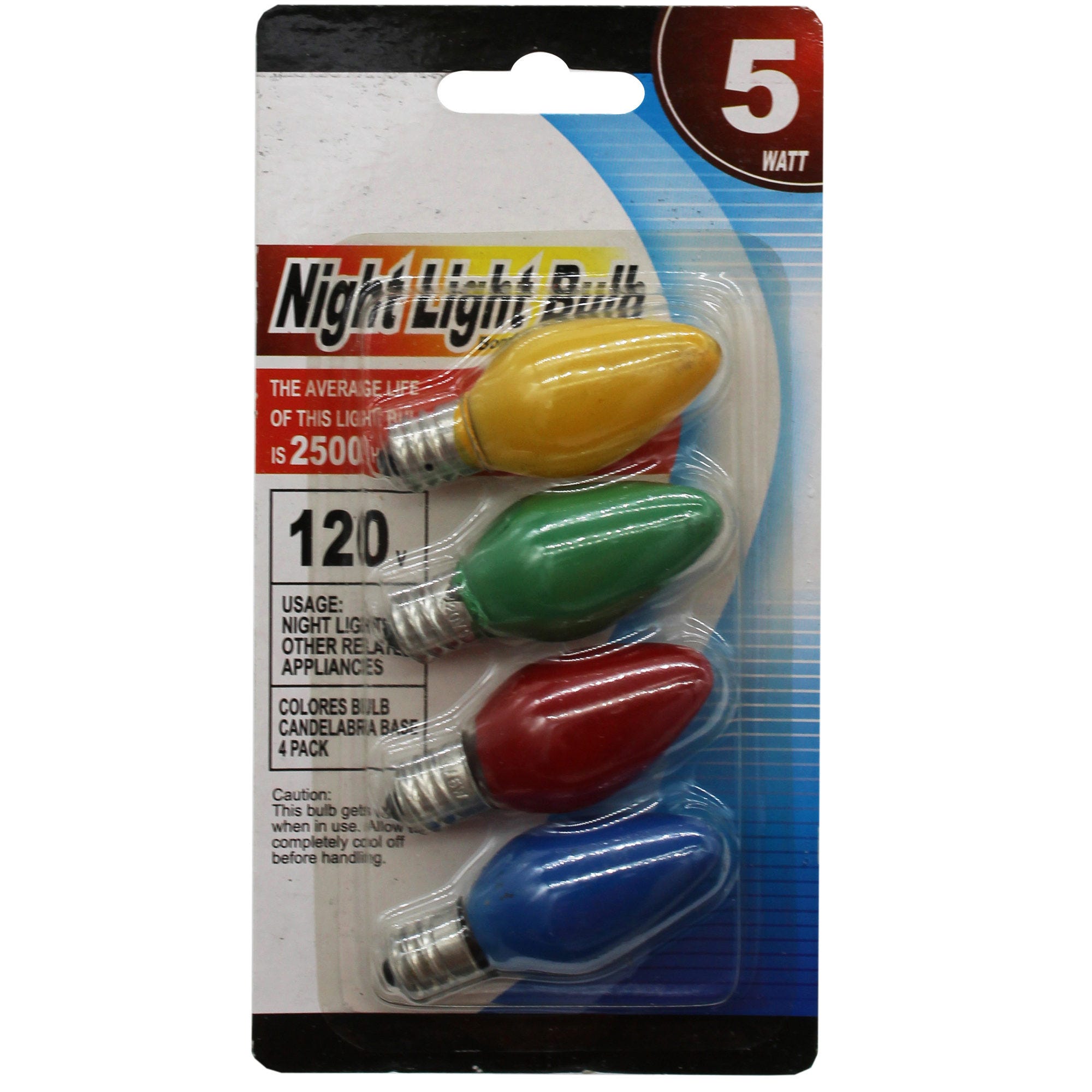 Bulk 96-Pack: 4 Pack 5-Watt 120 Volt Colorful Night Light Bulbs