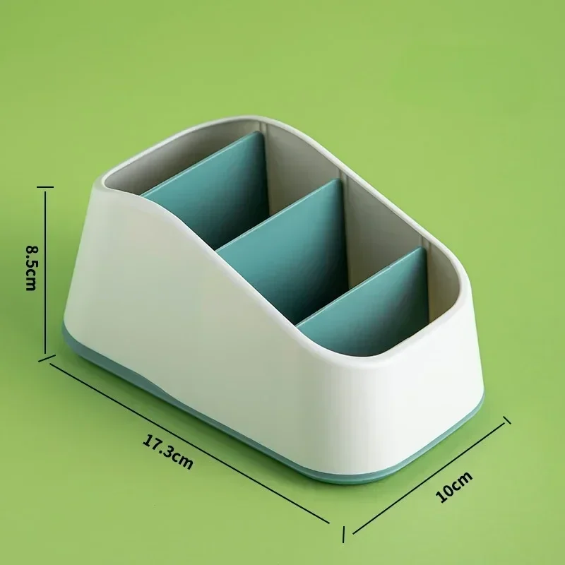 Three-compartment remote control caddy, blue