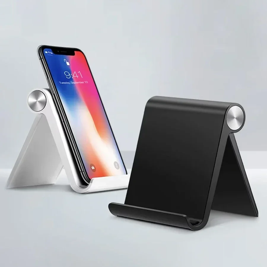 Foldable adjustable phone stand, compatible with phones and small tablets — representative supplier photograph