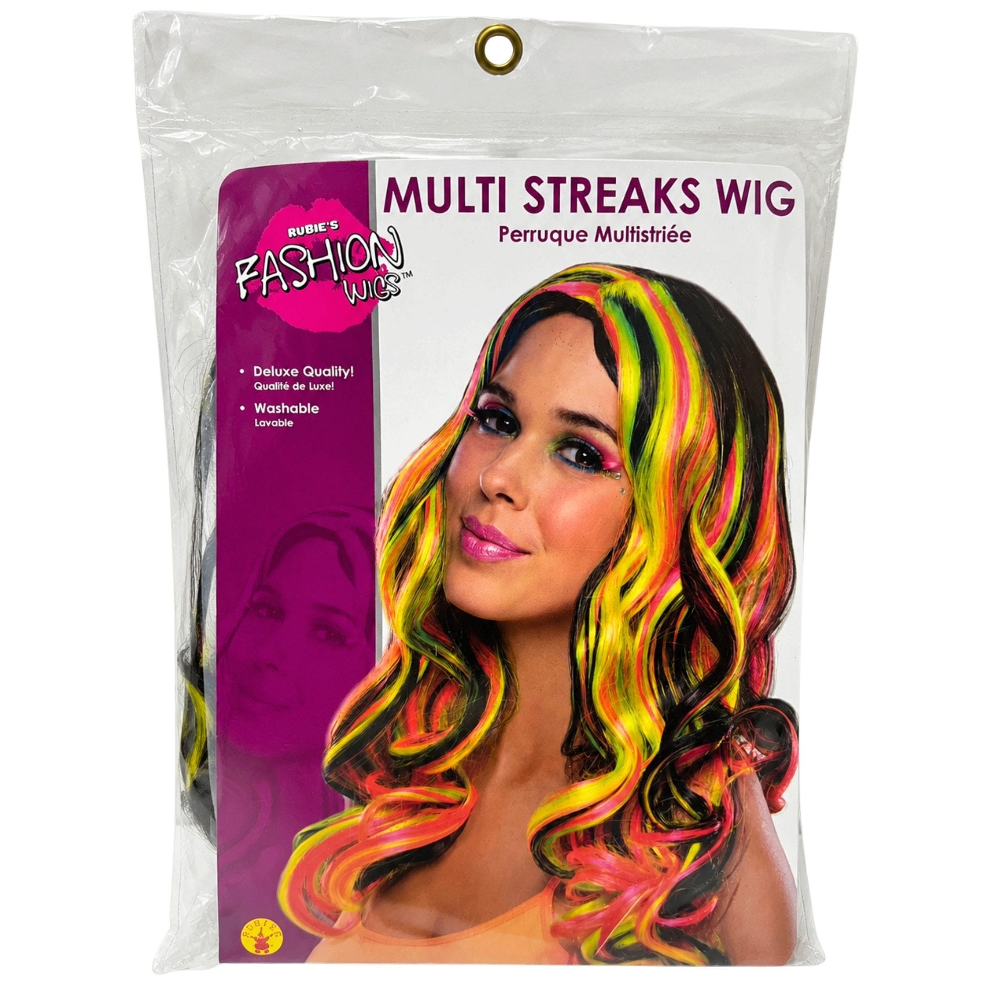 Bulk 18-Pack: Multi-Color Streaked Costume Wig