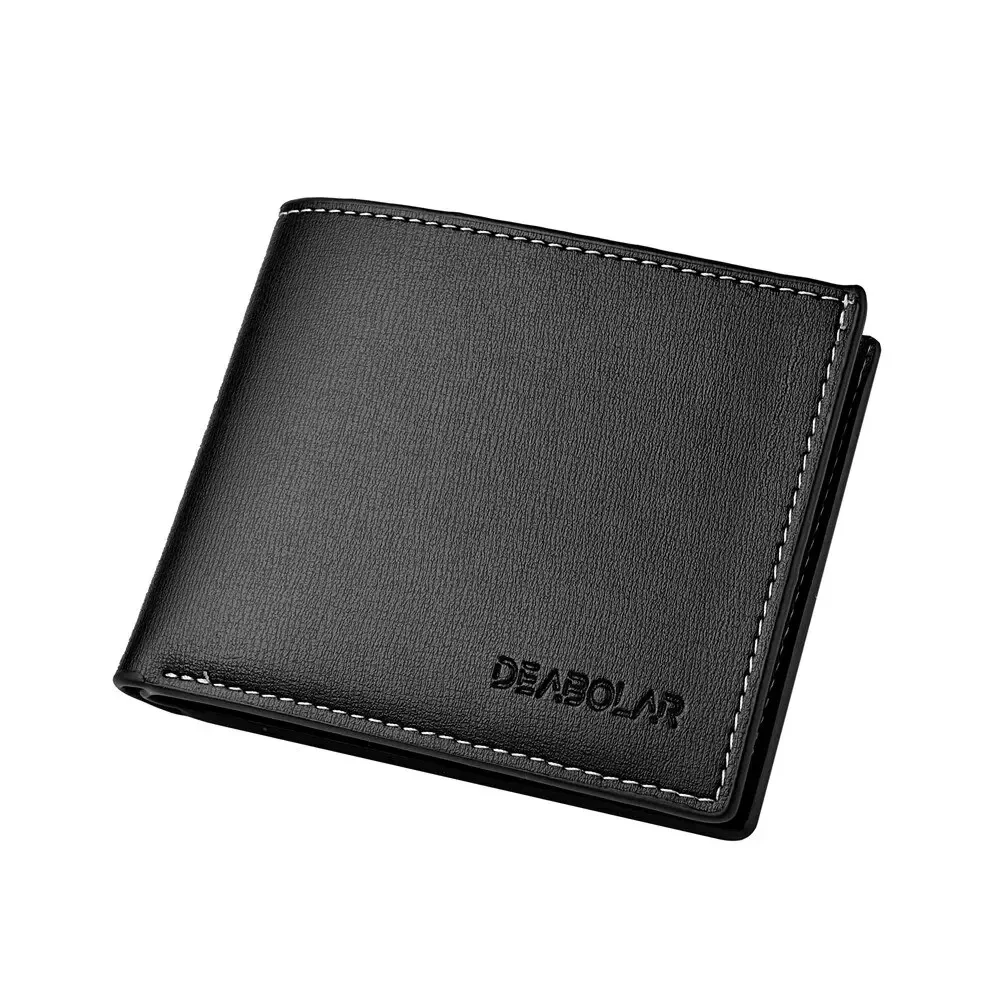 Thin bifold wallet with ID window, faux leather — representative supplier photograph