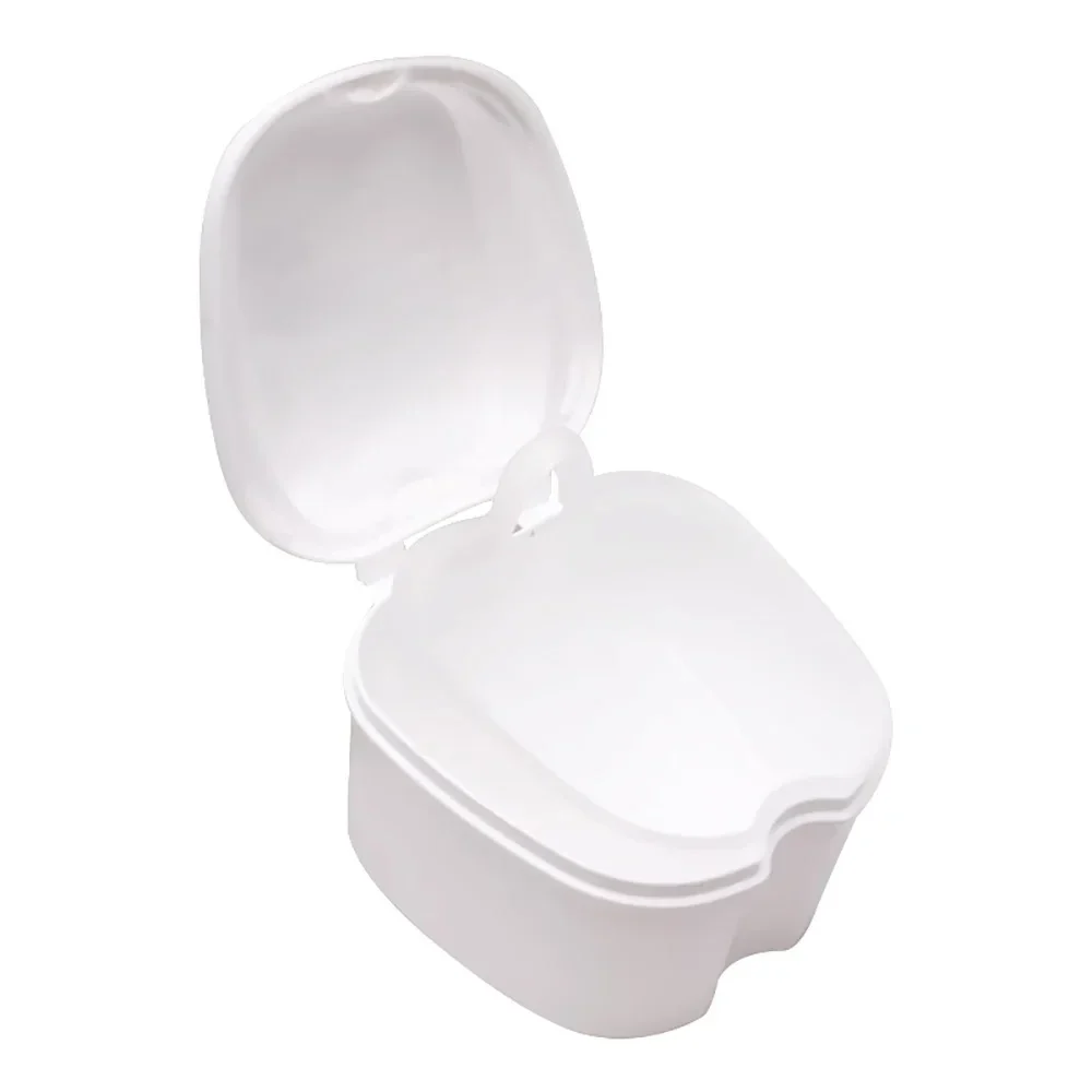 Denture bath box with rinsing basket and lid — representative supplier photograph