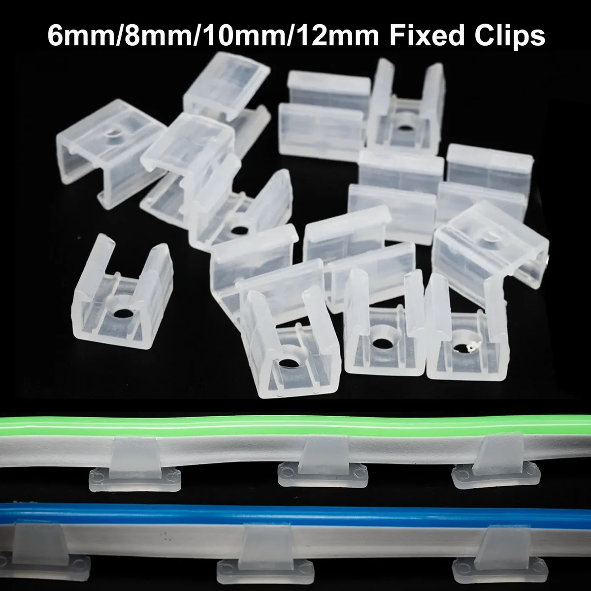 Mounting clips for LED strip lights, packs of 5 to 100 — representative supplier photograph