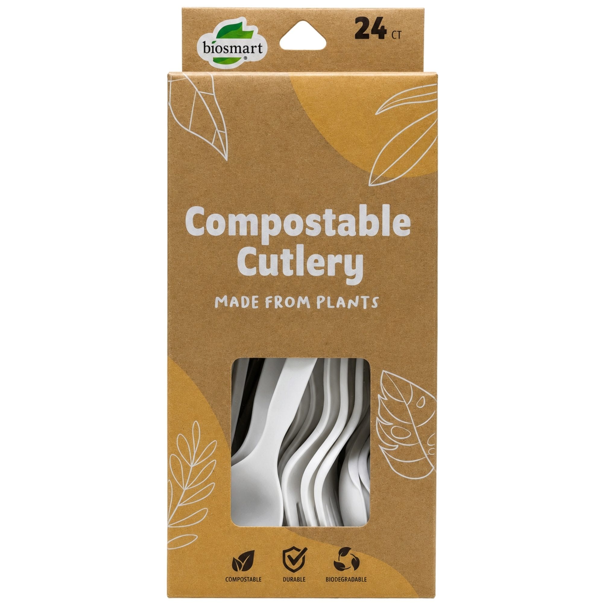 Bulk 32-Pack: BioSmart 24 Count Biodegradable Compostable Cutlery Set