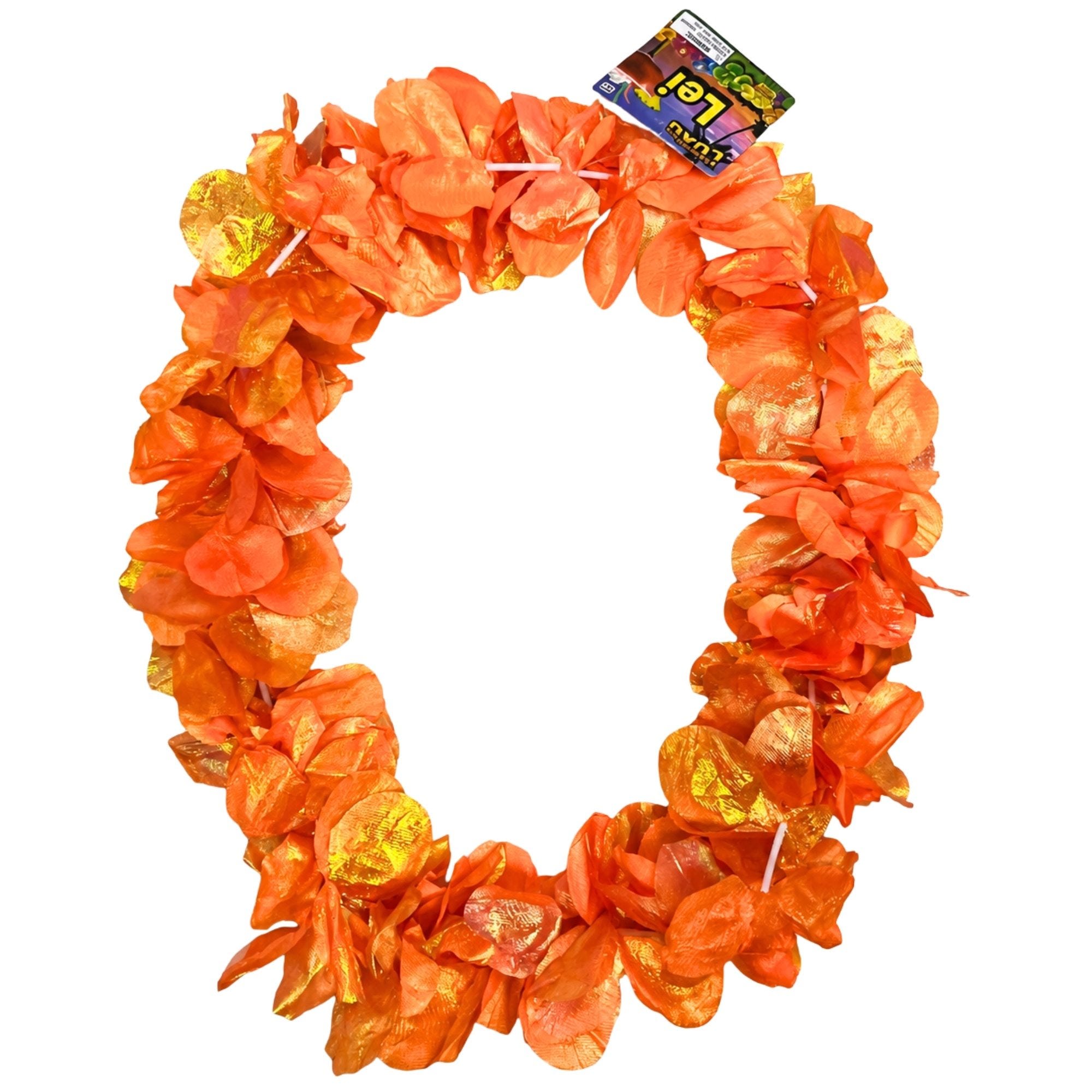Bulk 36-Pack: Deluxe Pearlized Orange Hawaiian Lei Necklace