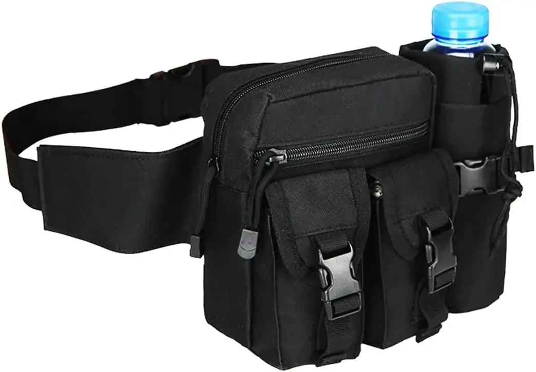 Tactical waist pack with detachable water bottle holder