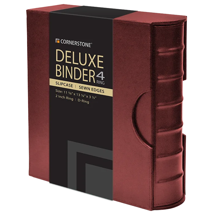 Cornerstone Large Capacity 4 D-Ring Binder & Slip Case (Burgundy)