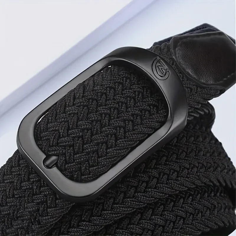 Braided stretch belt with pin buckle, 105 cm — representative supplier photograph
