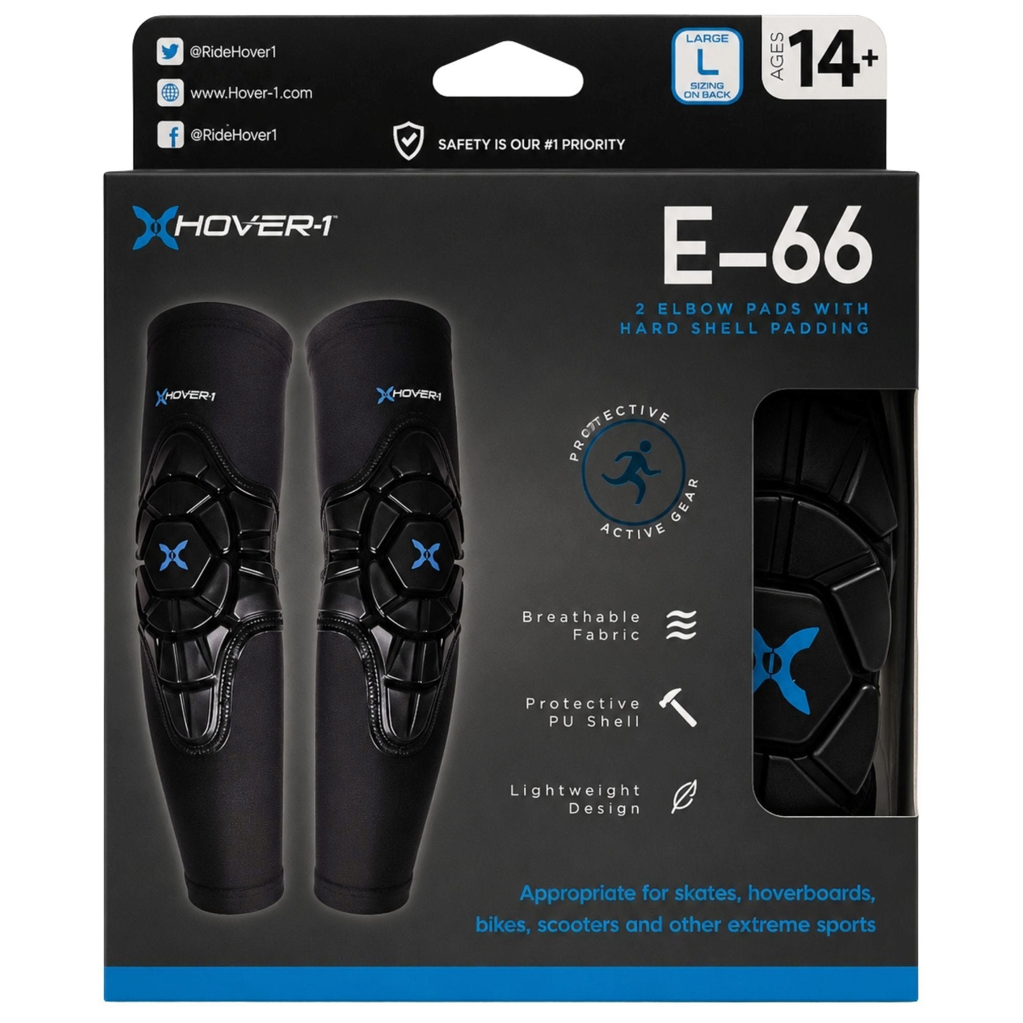 Hover-1 E-66 Hardshell Elbow Pads Size L (pack of 7)