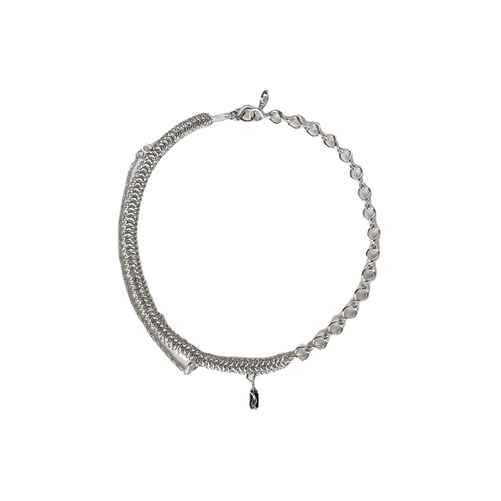 Frosty Wind Necklace Female Light Clavicle Chain Necklace Pendant Stitching Necklace — Silver