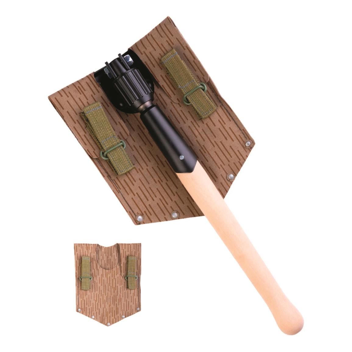 East German NVA Folding Shovel with Rain Pattern Camo Cover, Reproduction