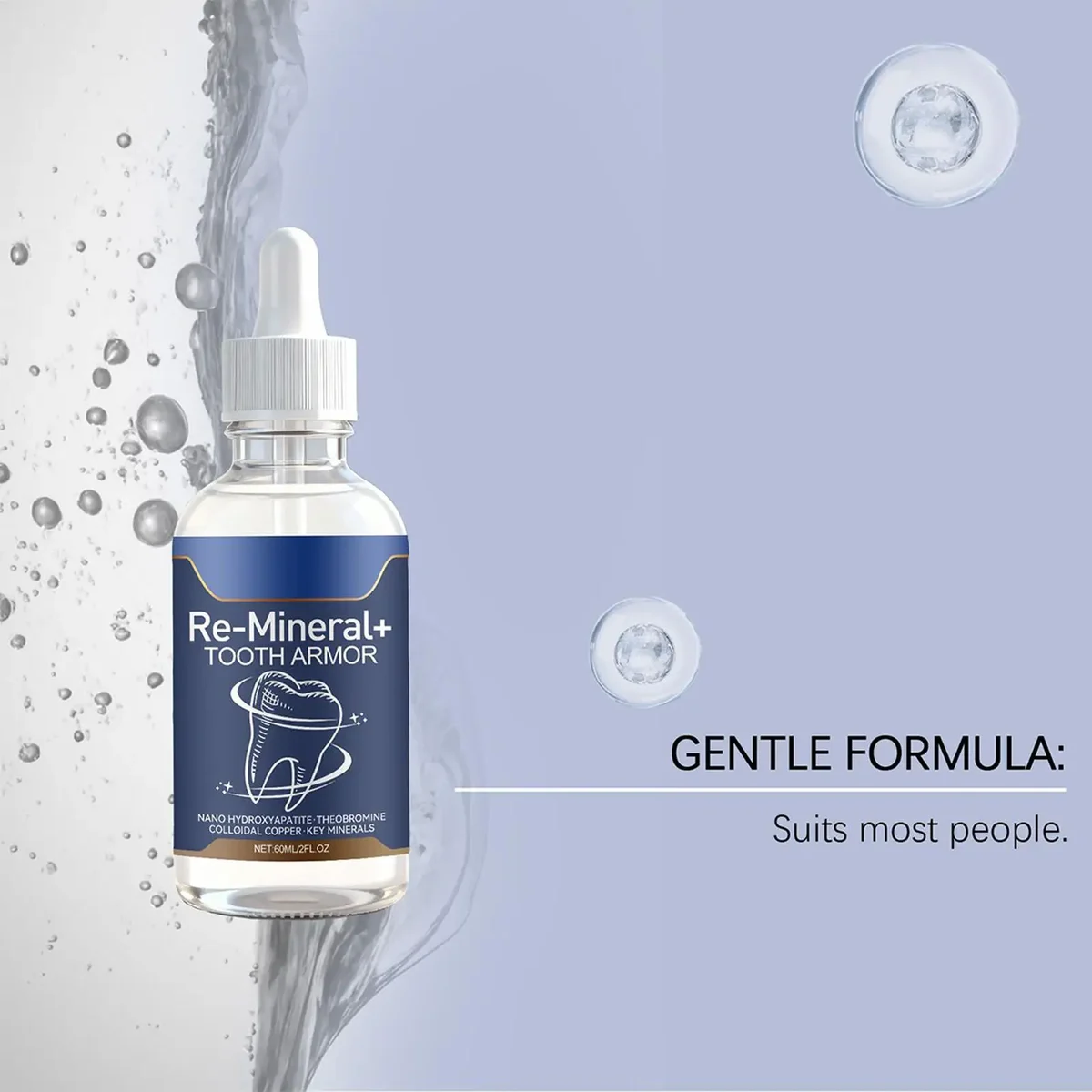 Tooth cleaning drops with hydroxyapatite, 60 ml dropper bottle