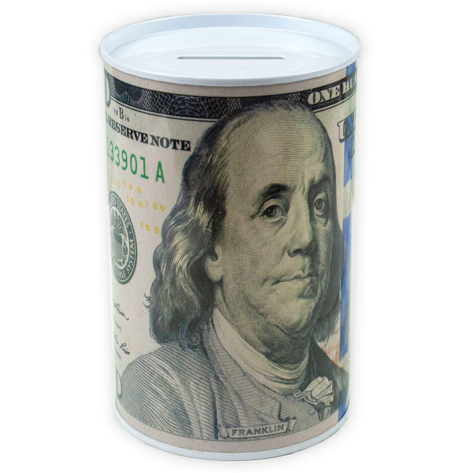 Bulk 16-Pack: 100 Dollar Bill Tin Money Bank
