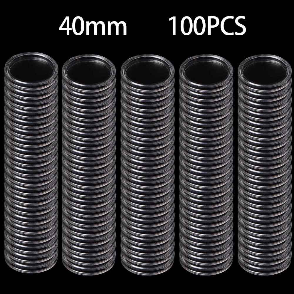 Clear 40 mm coin capsules — 100 pack