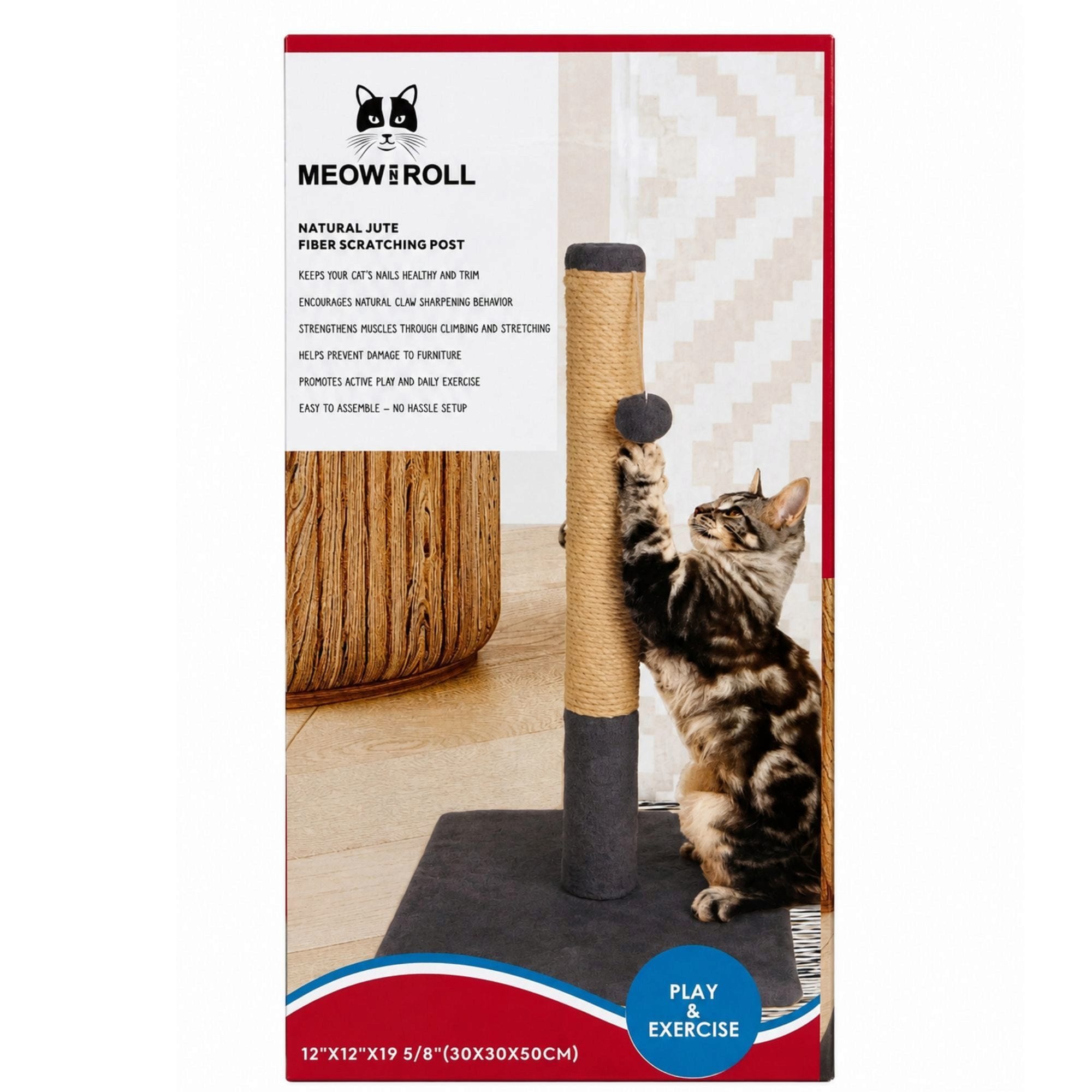 Meow and Roll Natural Jute Fiber Cat Scratching Post (pack of 4)