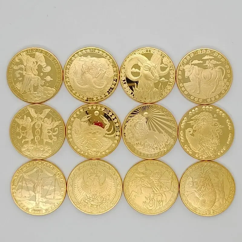 Twelve zodiac sign tokens — decorative 40 mm coins, single signs or sets