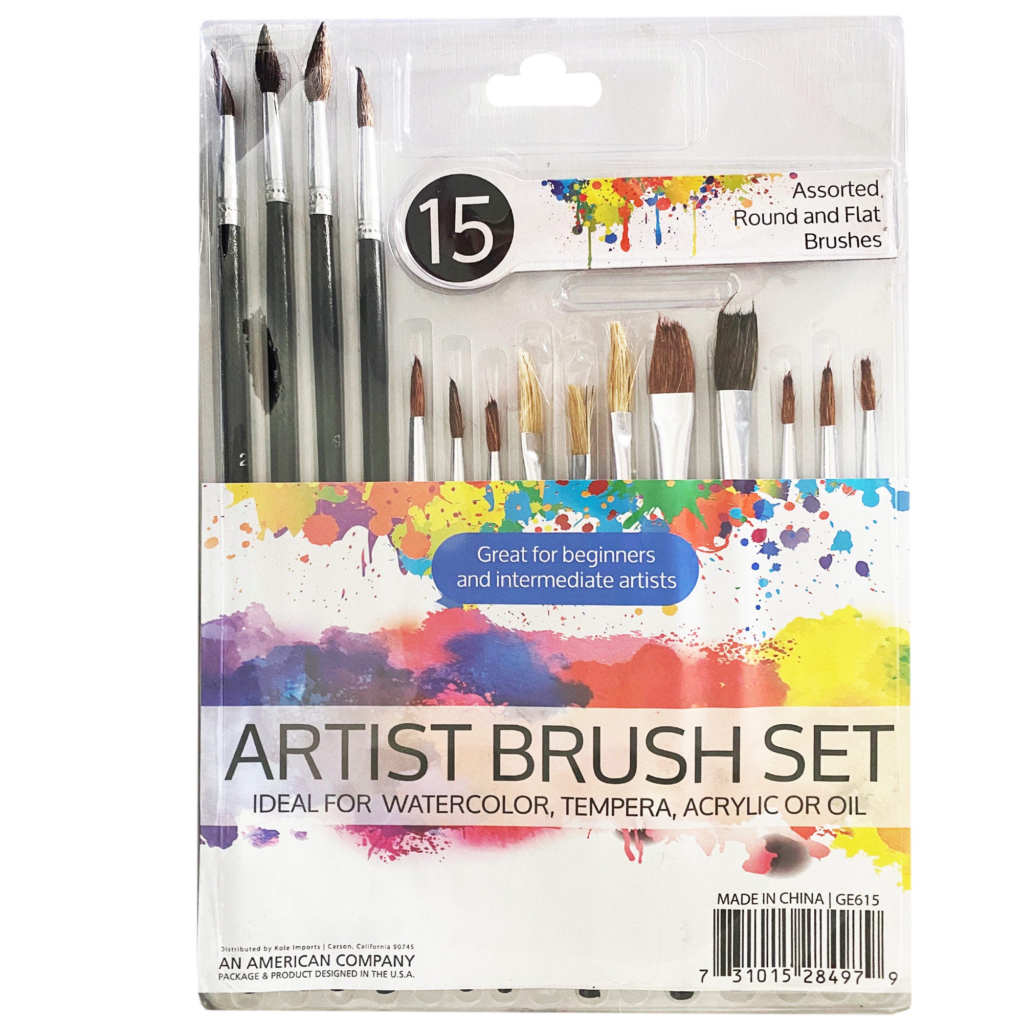 Bulk 24-Pack: 15 Piece Artist's Paint Brush Set