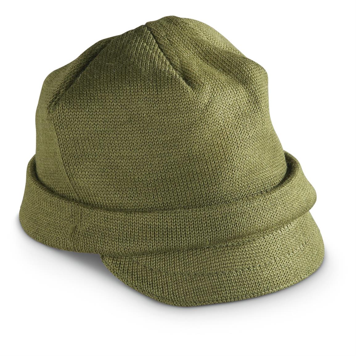 Italian Military Surplus Wool Jeep Caps, 2 Pack, New — Medium, assorted styles