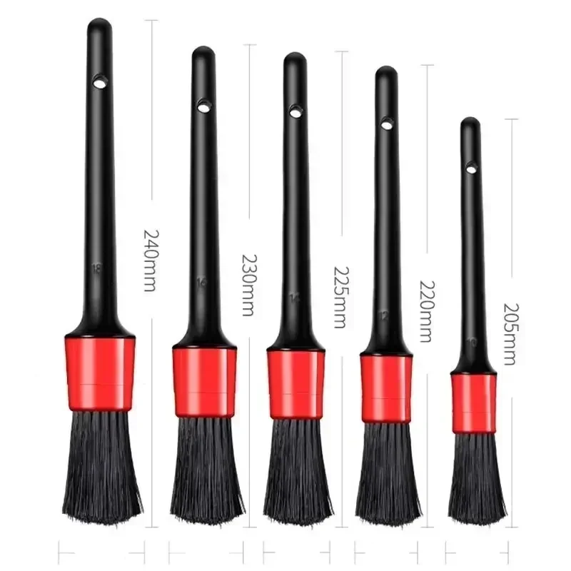 Car detailing brush set for vents, trim and wheels, 5 pieces — representative supplier photograph