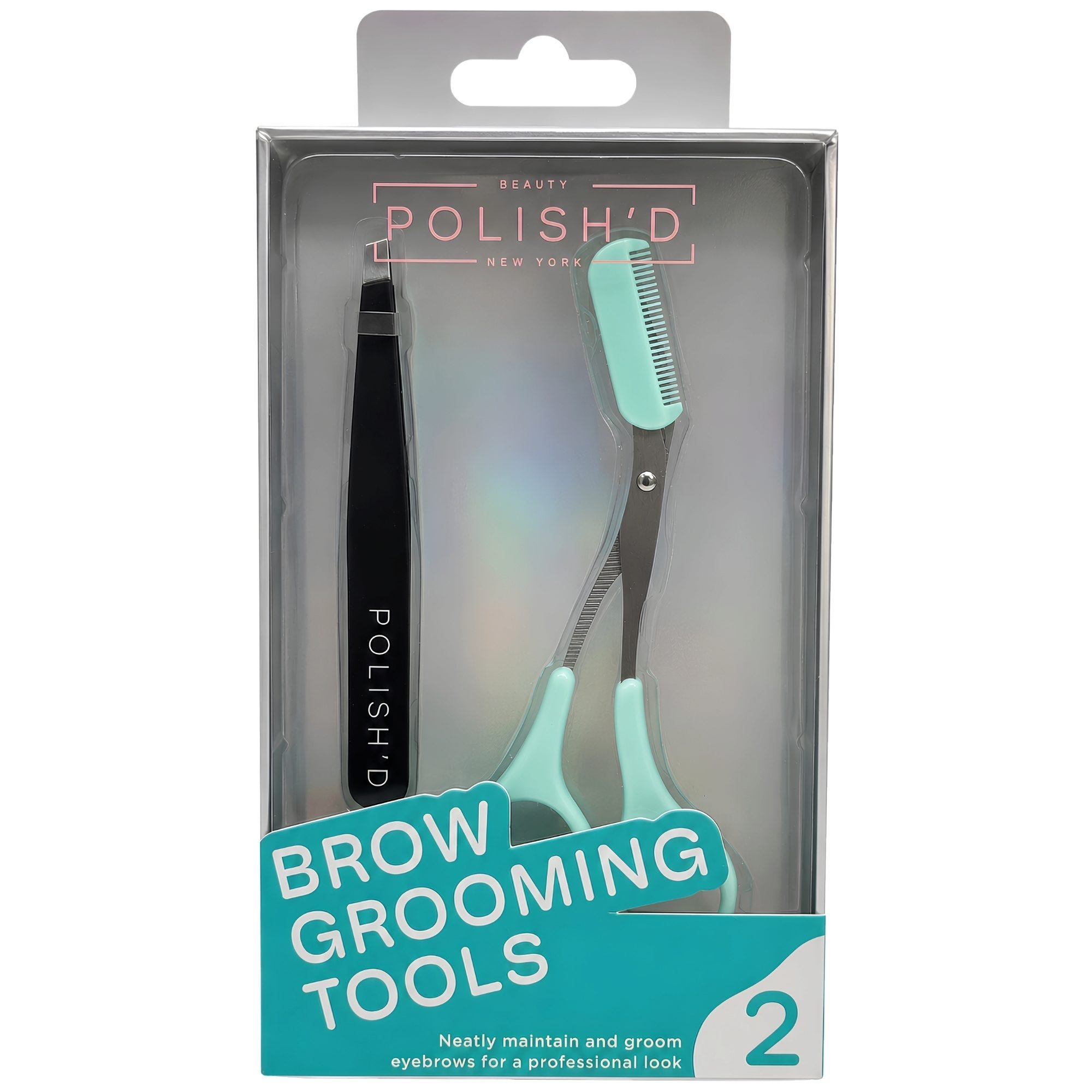 Bulk 18-Pack: POLISH'D 2 Piece Set Brow Grooming Tools in Turquoise