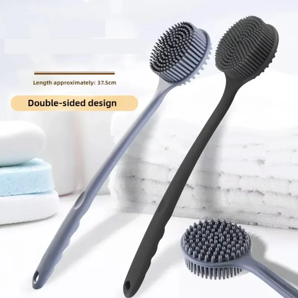 Long-handled double-sided silicone back scrubber — representative supplier photograph