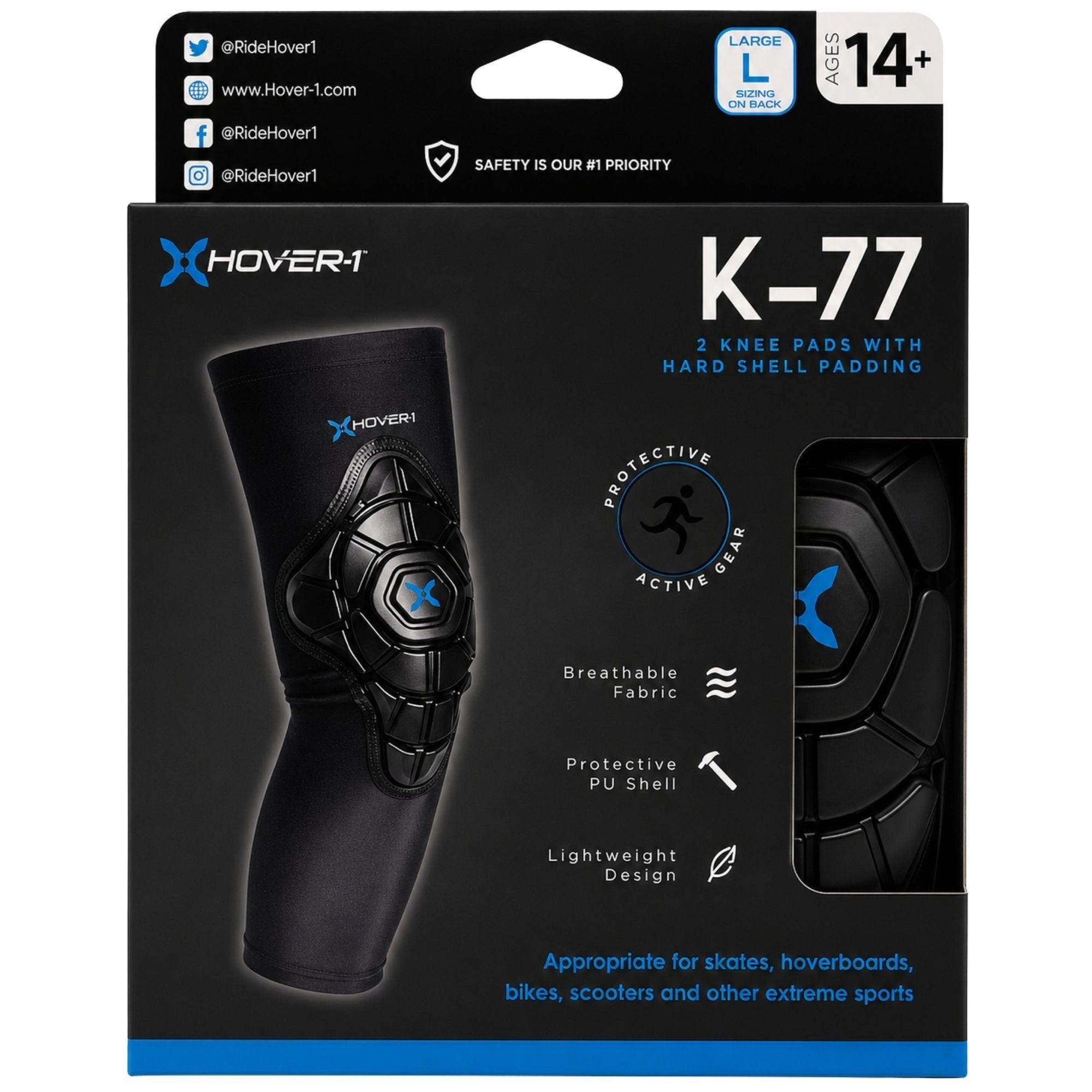 Hover-1 K-77 Hardshell Knee Pads Size L (pack of 6)
