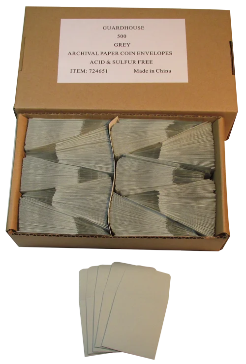 Paper Coin Envelope, Grey - Qty: 500