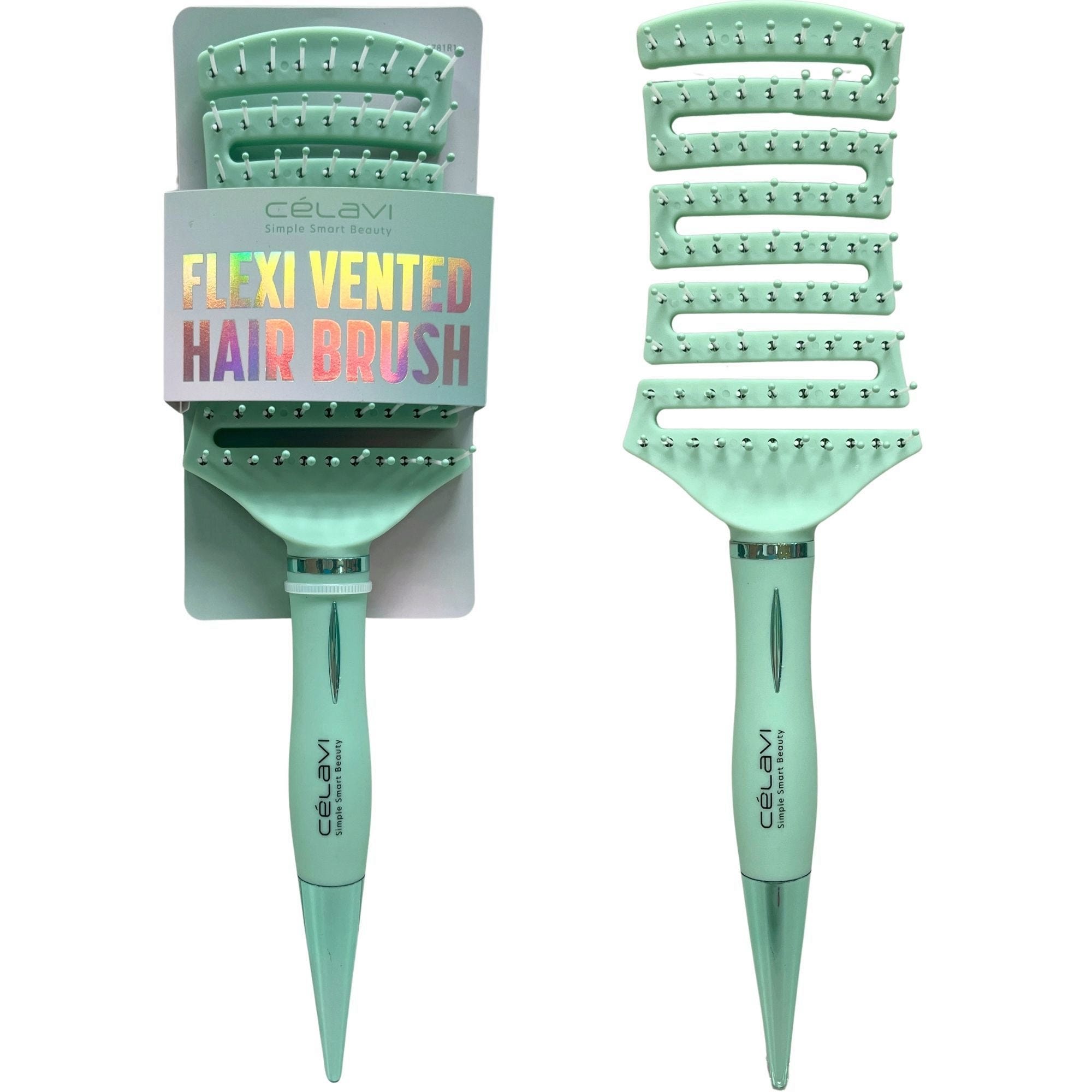 Bulk 12-Pack: Celavi Pointed End Detangling Vent Brush For Wet or Dry Hair In Mint