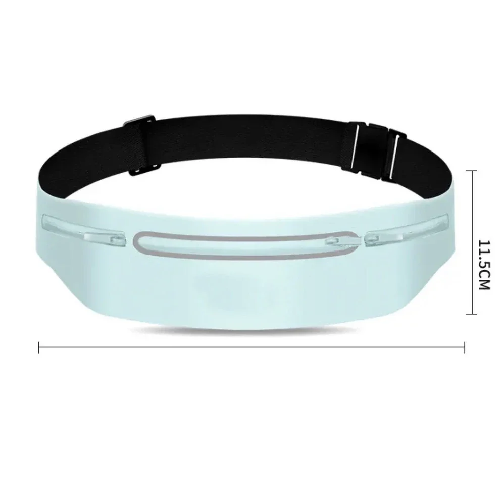 Slim running belt with zip phone pocket and reflective strip — representative supplier photograph