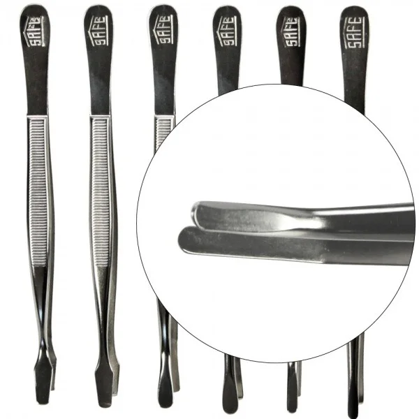 Curved Narrow Tip Nickel Tongs - 4 3/4"