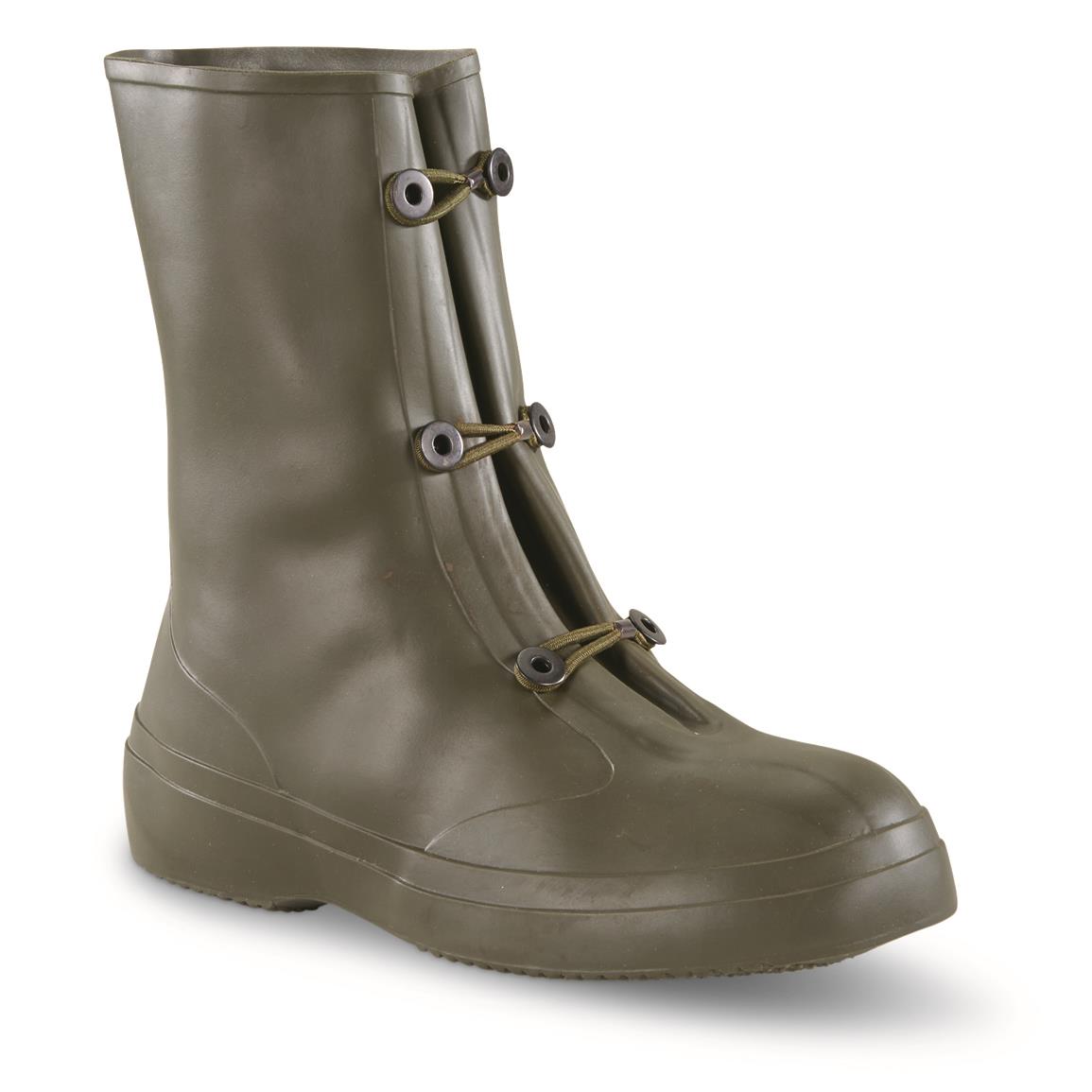 U.S. Military Surplus Rubber Galoshes, 2 Pair, New — 5 / D - Medium / Olive Drab
