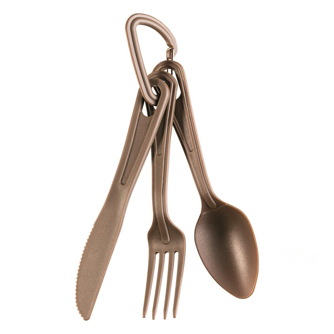 Mil-Tec Three-Piece Utensil Set with Accessory Clip — Supplier Olive Drab