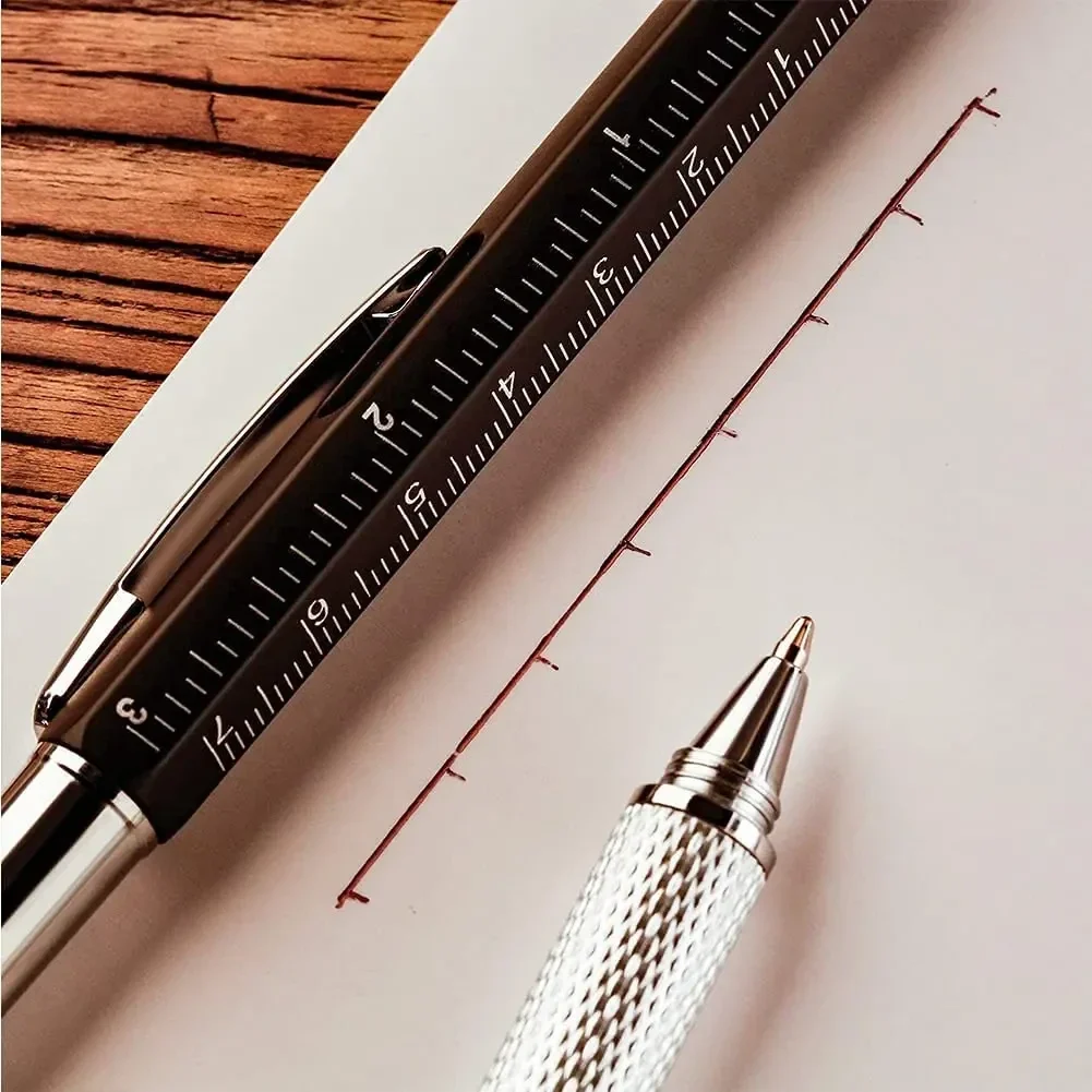 7-in-1 tool pen with stylus, level, ruler and screwdriver bits — representative supplier photograph