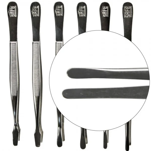 Straight Narrow Tip Nickel Tongs 4 3/4"