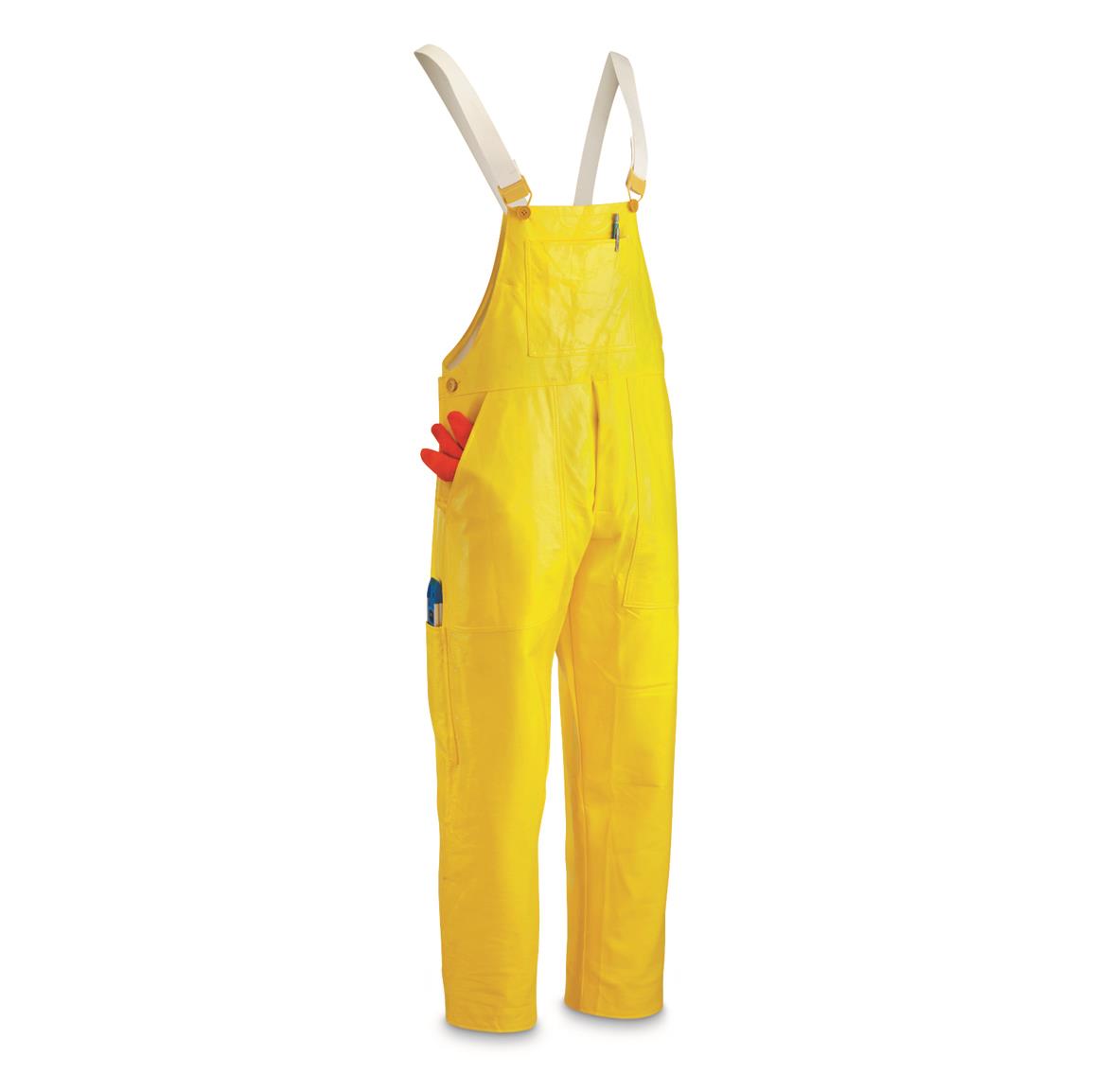 German Military Surplus Wet Weather Rain Coveralls, Yellow, New, 2 Pack — Yellow / XL