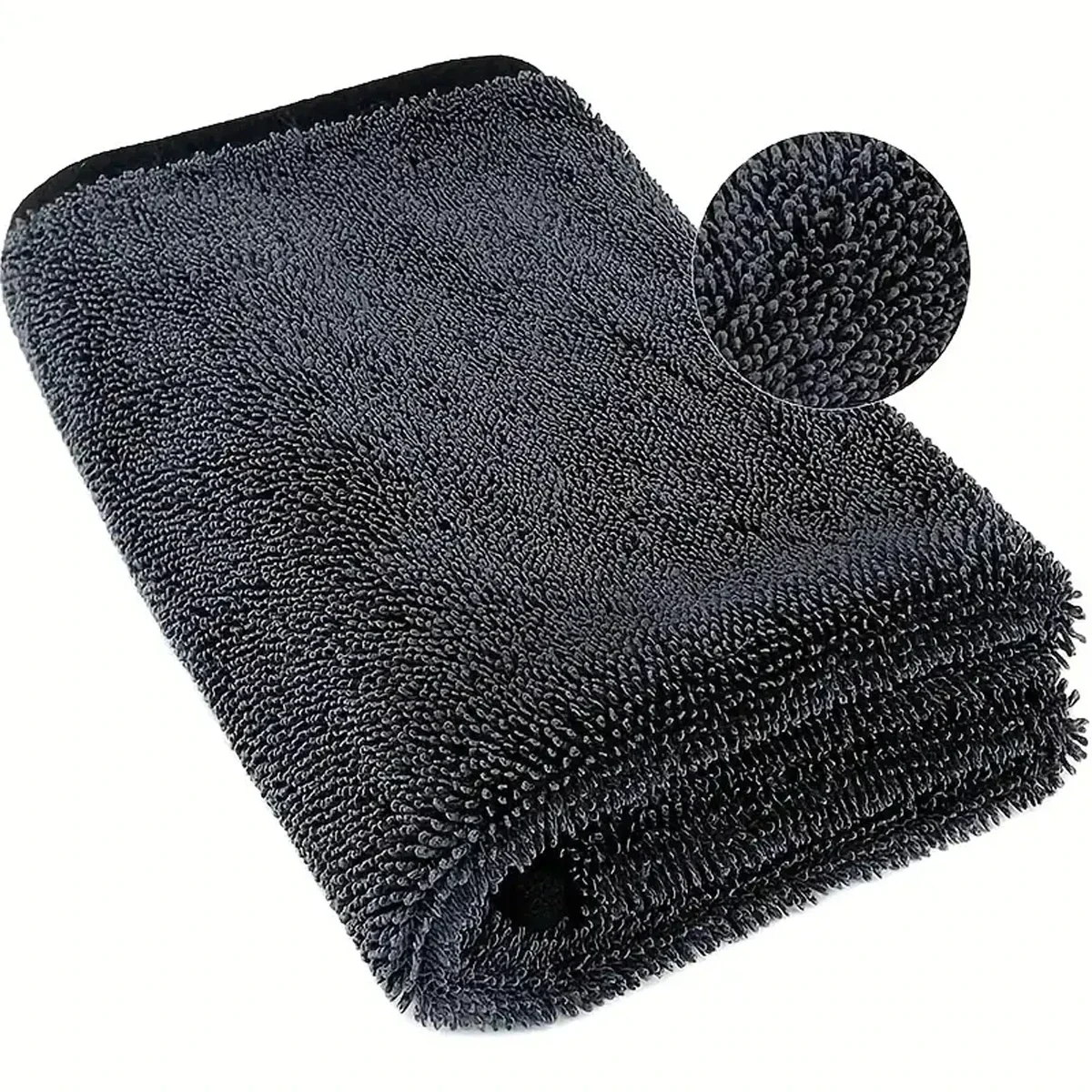 Thick twisted-loop microfiber car drying towel, dark grey, 4 sizes