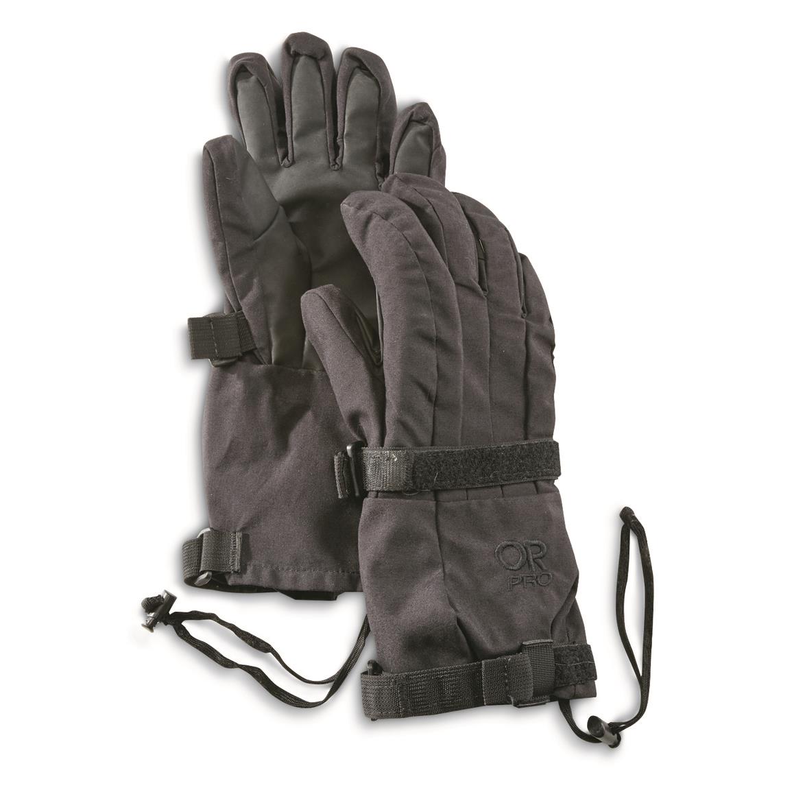 U.S. Military Surplus Improved Cold Weather Extended Gloves, Used — SMALL / Black