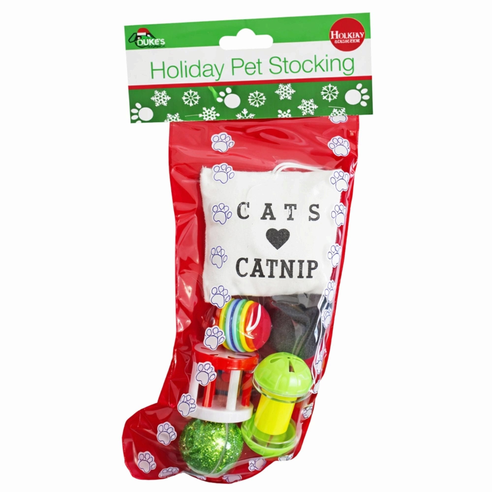 Christmas Cat Stocking w/6 Toys (pack of 7)