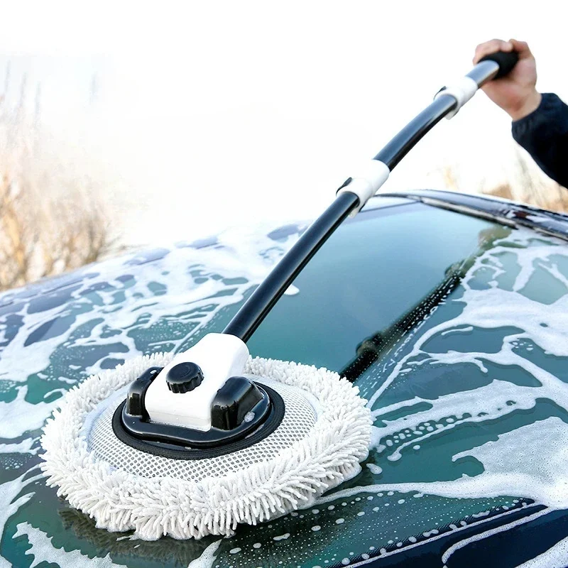 Telescoping car wash mop with chenille head, extends to 110 cm