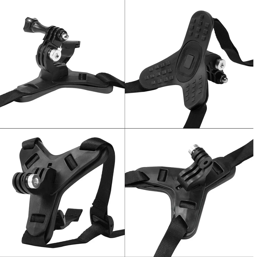 Helmet chin strap mount for action cameras, black — representative supplier photograph