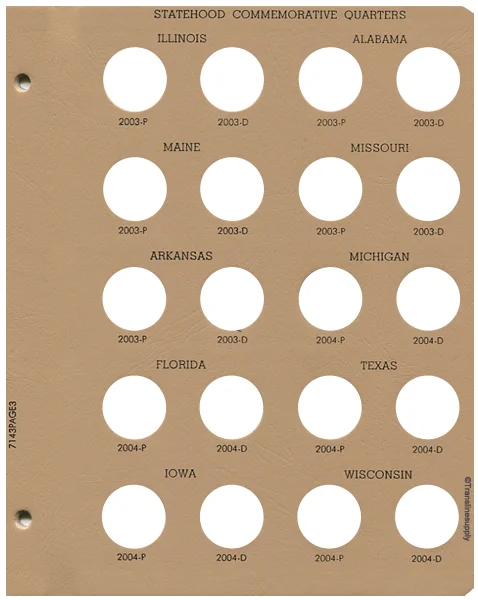 Statehood Quarters with P&D Replacement Page 3 2003 P to 2004 D