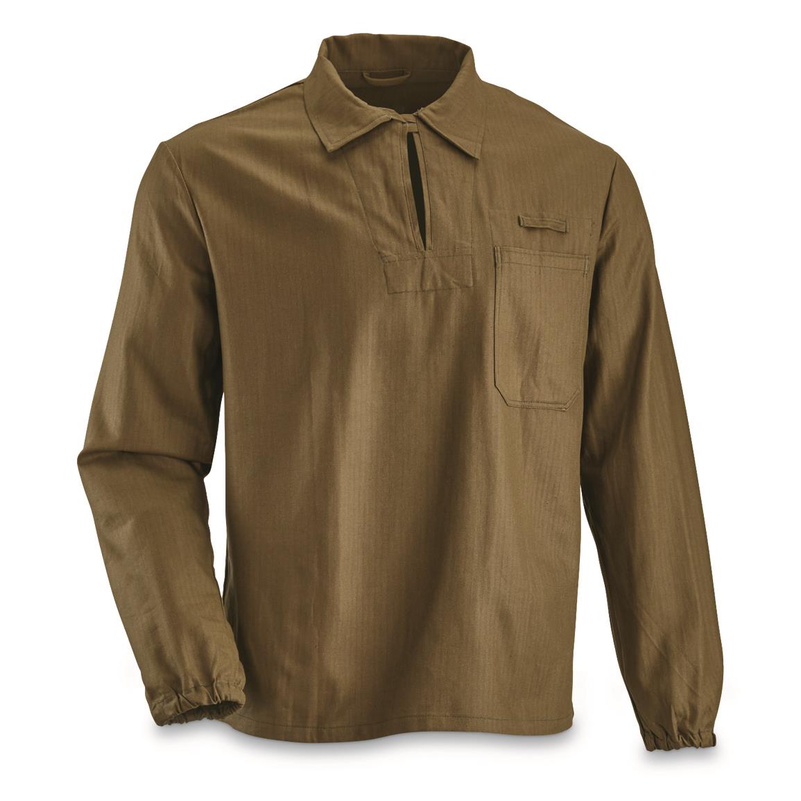 Czech Military Surplus Long Sleeve Sleep Shirt, Like New — Olive Drab / Large