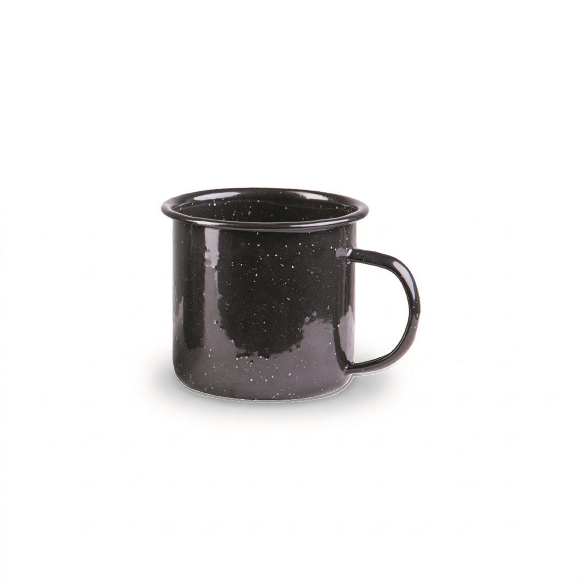 Mil-Tec Enamel Western Coffee Cups, 12 oz., 4 Pack — Black; four enamel cups