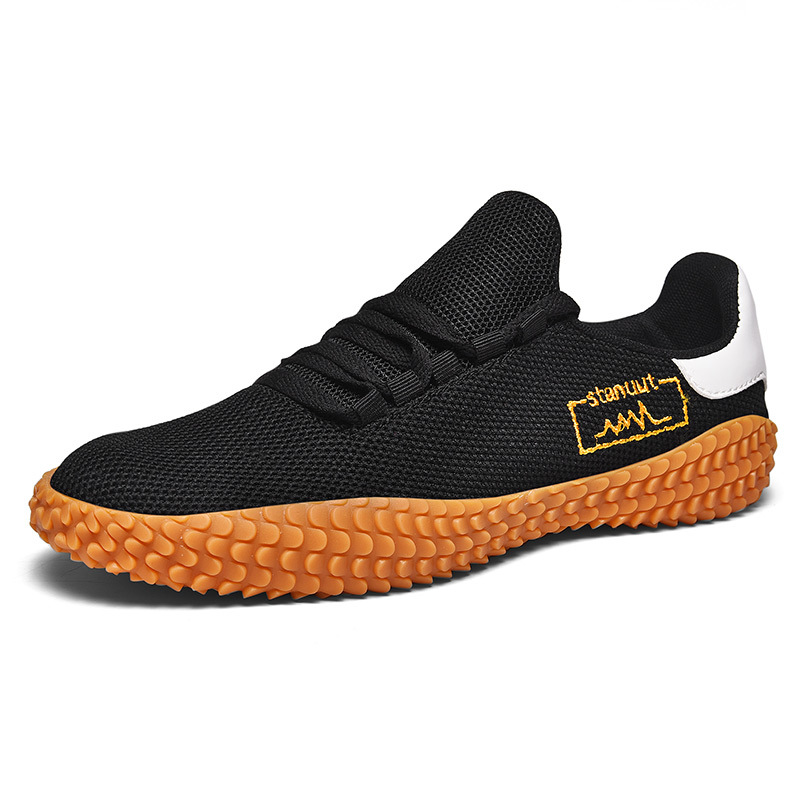 Spring and Summer Flying Woven Casual Shoes Large Men's Shoes Beathable Korean Forrest Gump Sneakers — Black-37