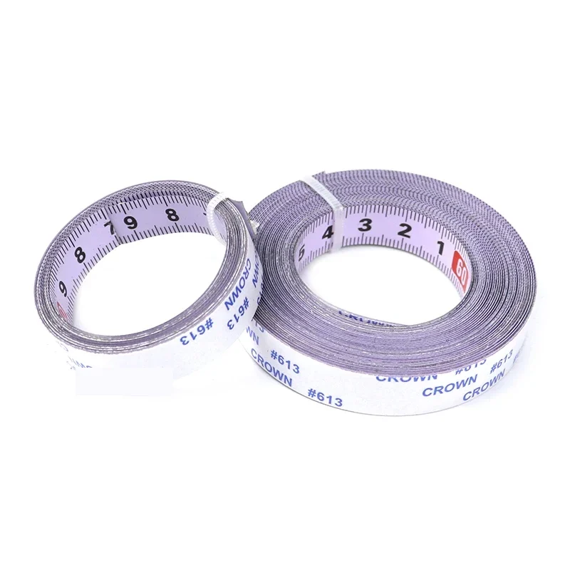 Self-adhesive steel measuring tape for workbenches and saw tables, 1 m — representative supplier photograph