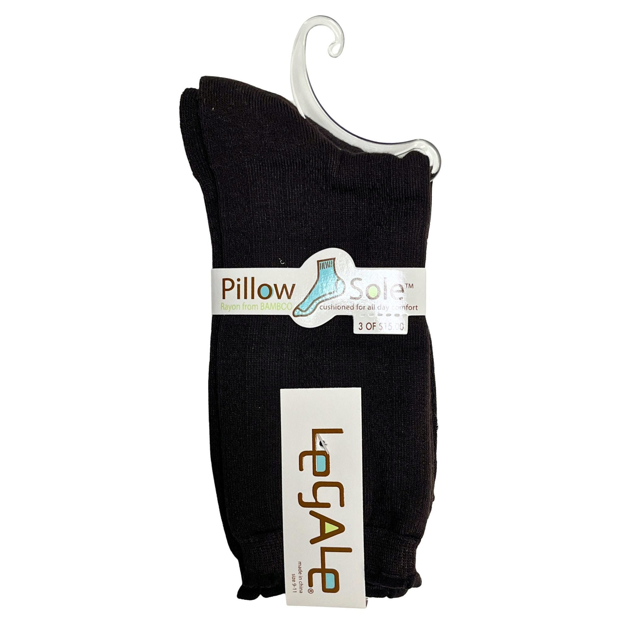 Bulk 48-Pack: Legale 1 Pair Crew Socks Pillowsole Scallop Top Chevron Espresso Ladies Sock Size 9-11