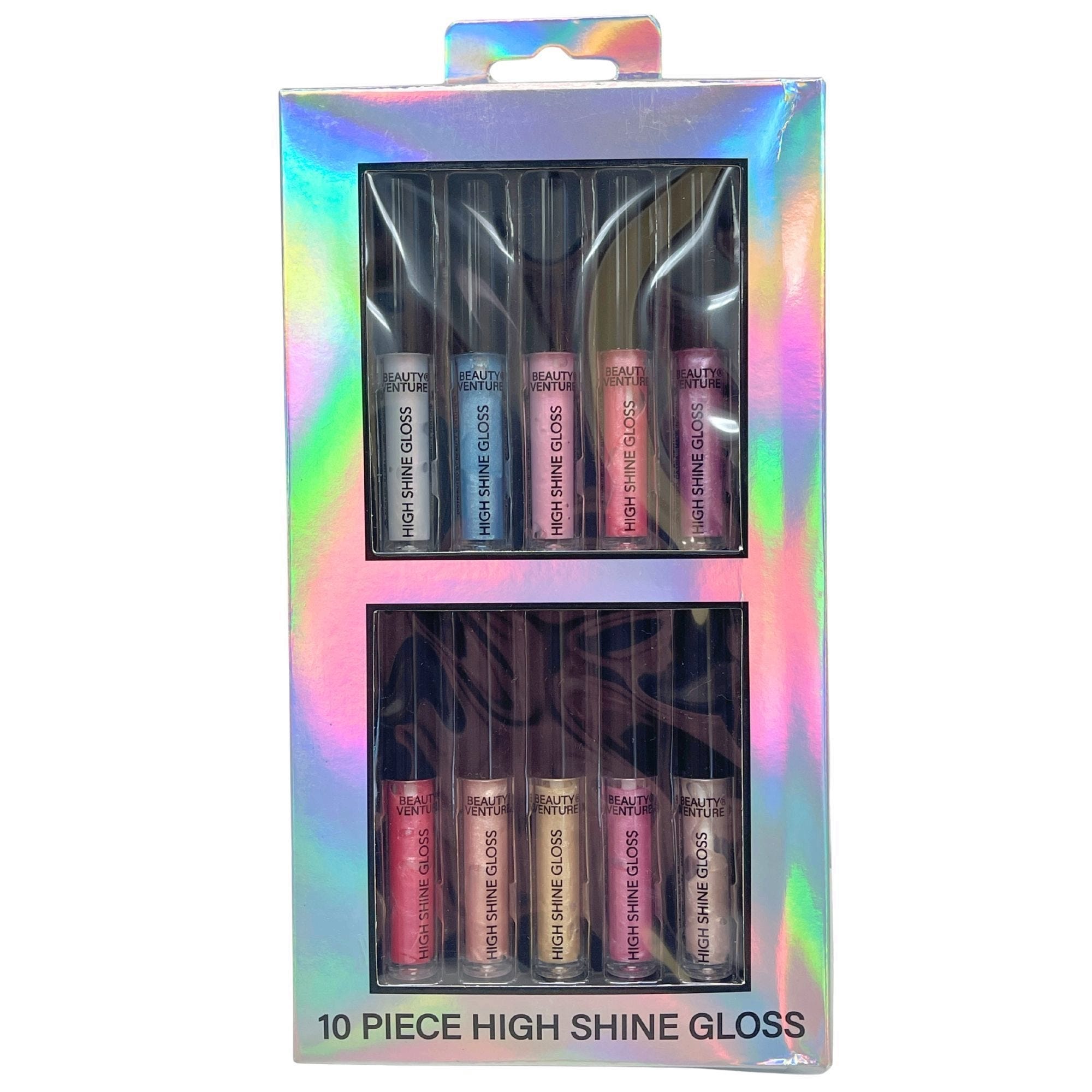 Bulk 12-Pack: Beauty Venture 10 Piece High Shine Lip Gloss Set in Metallics