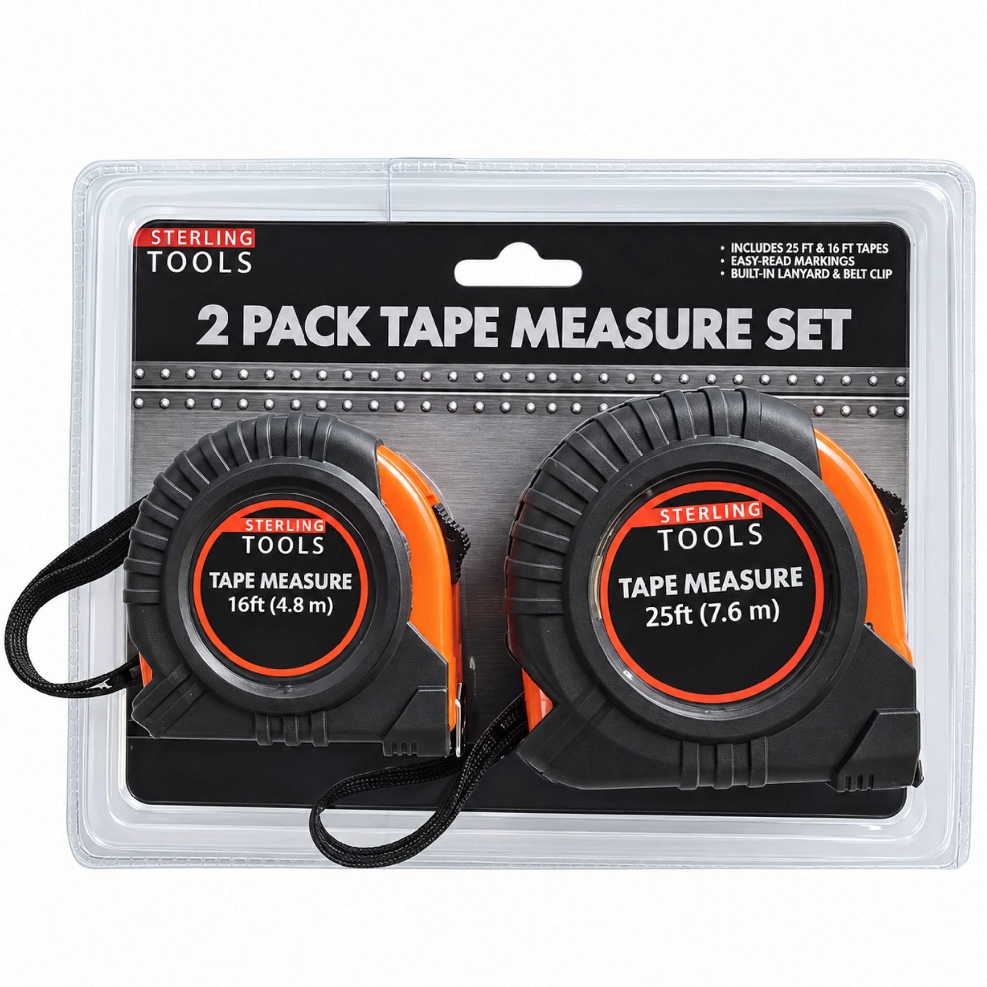 Bulk 12-Pack: 2 Pack 25 FT and 16 FT Measuring Tape Set